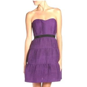 BCBG purple strapless cocktail dress